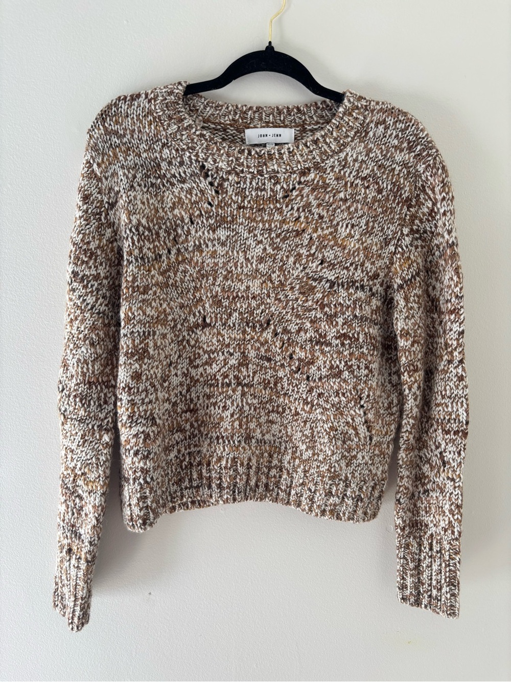 John + Jenn Brown & Cream Marled Crewneck Sweater